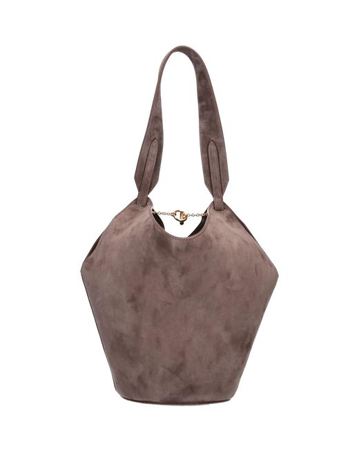 Khaite Brown Mini Tote Bag "Lotus"