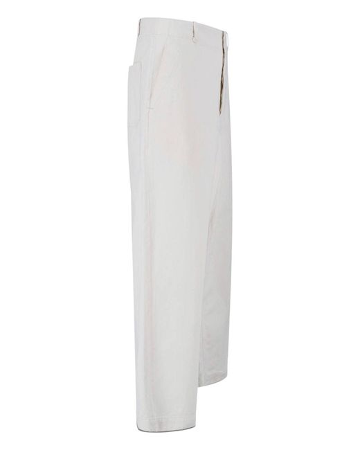 Kaptain Sunshine White Wide Drill Cotton Pants for men