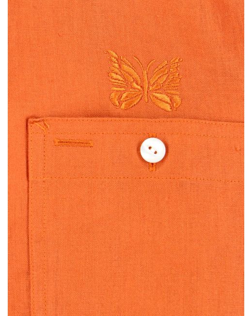 Camicia In Lino "Work Shirt" di Needles in Orange da Uomo