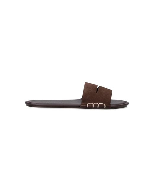 J.W. Anderson White Calf Leather Open-Toe Slides With Contrast Stitching