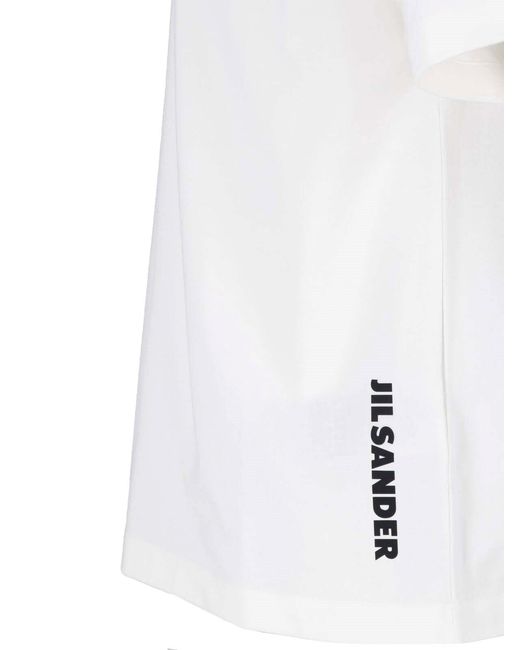 Jil Sander White Crewneck Side Logo Cotton T-Shirt for men