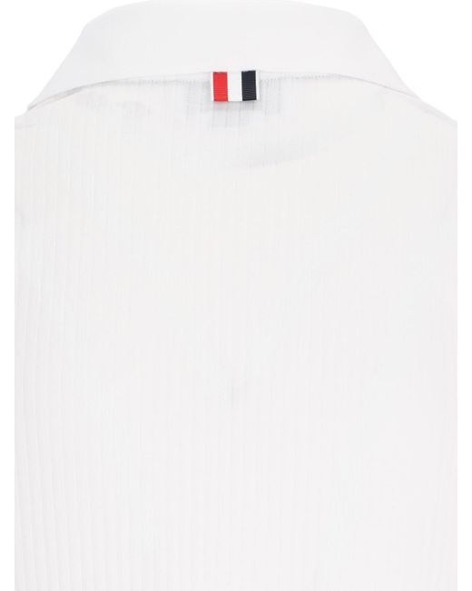 Thom Browne White Three Stripes" Knit Polo