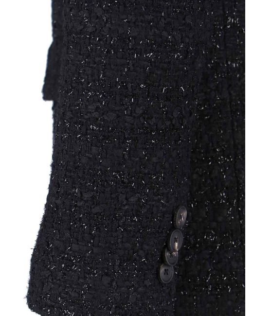 Tagliatore Black Tailored Jacket With Notched Lapel And Textured Fabric