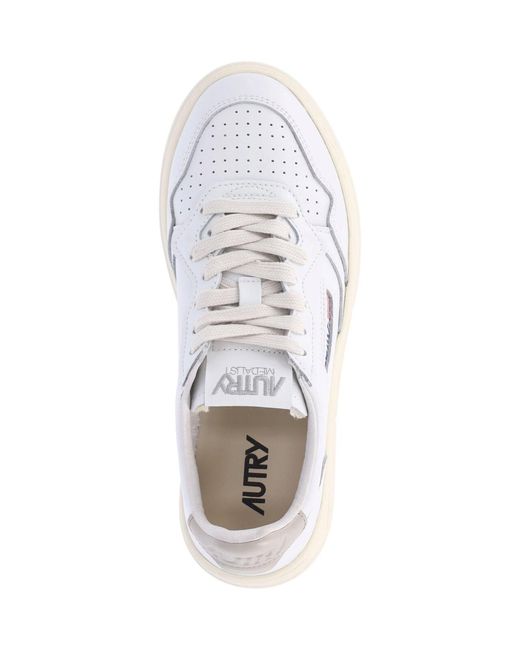 Autry White Medalist Leather Low-Top Sneakers