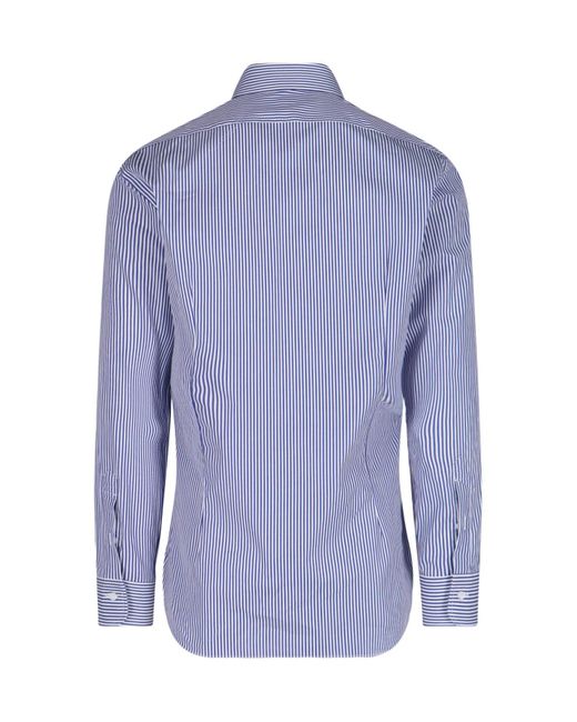 Camicia A Righe "I" di Barba Napoli in Blue da Uomo