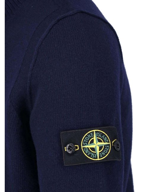 Stone Island Blue Virgin Wool Sweater for men