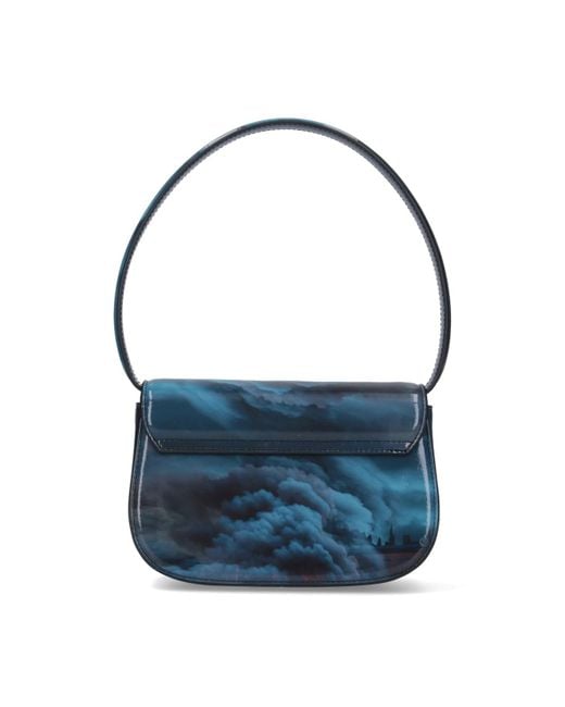 1DR - Iconica borsa a spalla con stampa fuoco - Borse a Spalla - Donna - Multicolor di DIESEL in Blue