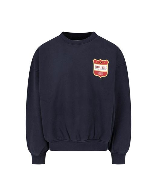 Rhude Blue Sweatshirt “Filatro Crest Ls” for men