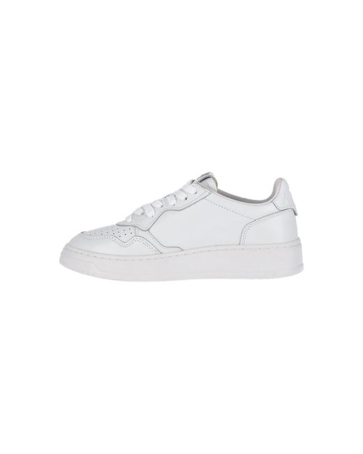 Autry White Medalist Leather Low-Top Sneakers
