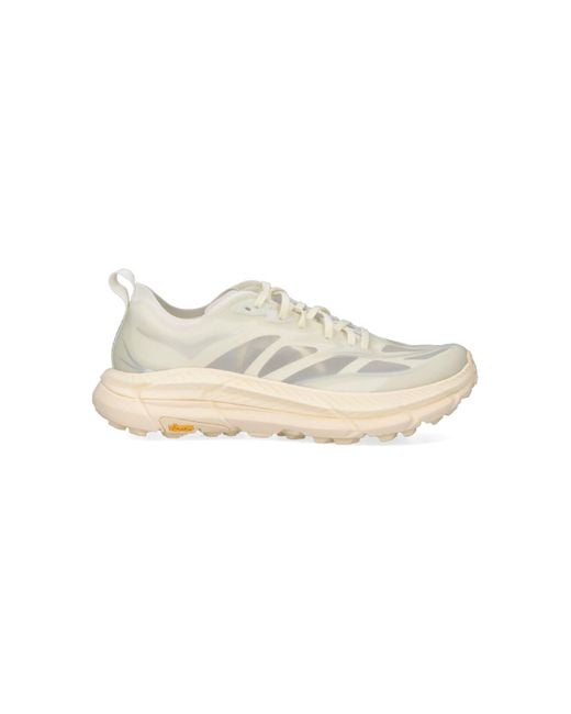 Hoka One One White Light And Natural Low-Profile Sneakers