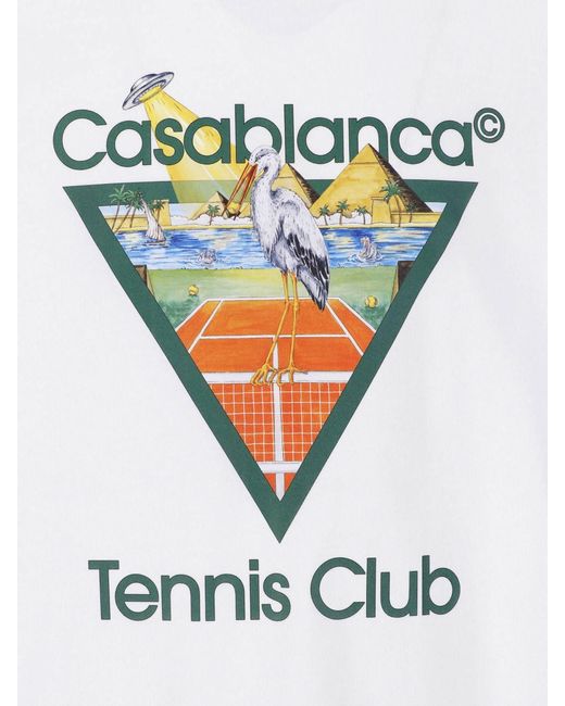 Casablanca White Tennis Club Triangle Graphic Organic Cotton T-Shirt for men