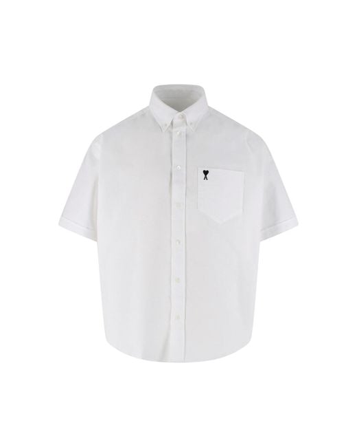 AMI White Ami De Coeur Button-Down Shirt for men