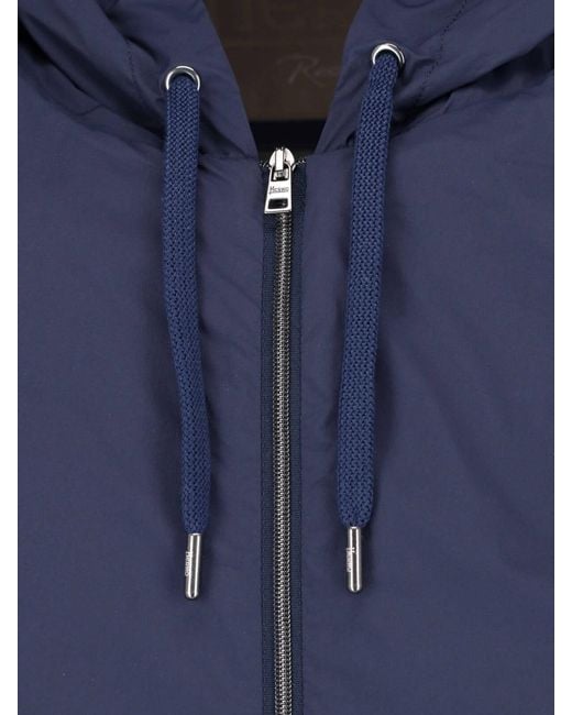 Herno Blue Stretch Polyamide Jacket With Viscose Lining for men