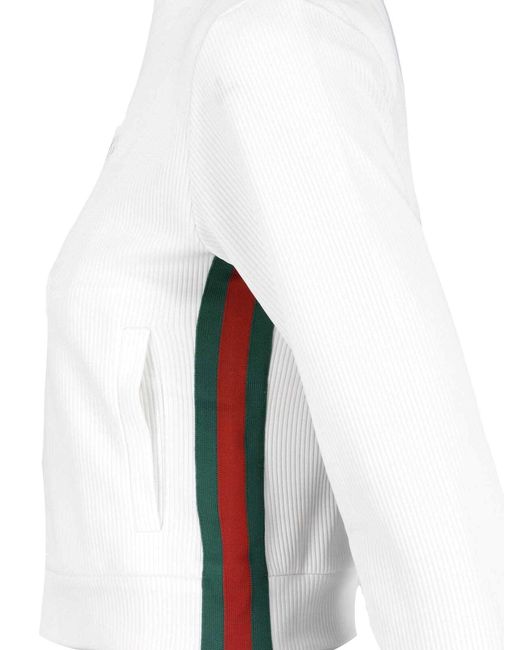 Gucci White Cotton Jersey Zip Sweatshirt