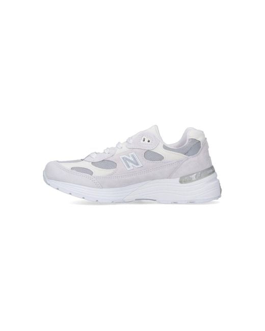 New Balance White Suede & Mesh Sneakers With Pigskin Detail