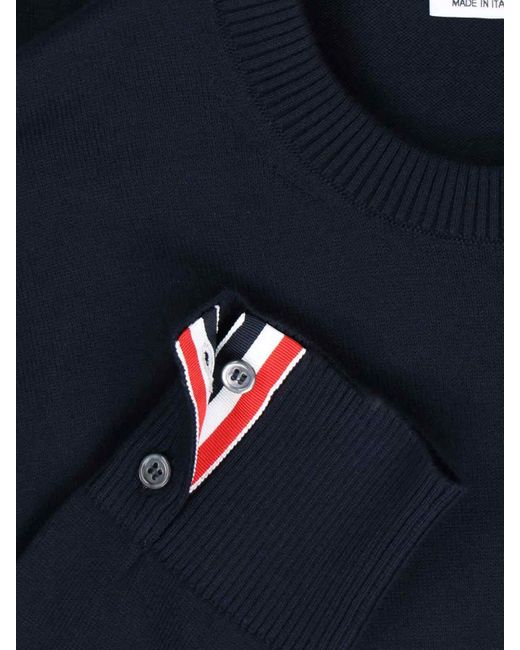 Thom Browne Blue 4-Bar Knit Sweater for men