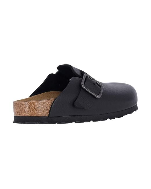 Birkenstock Blue Slip-On Mules With Rounded Toe And Metal Buckle Detail for men