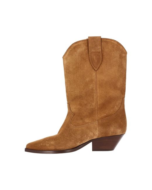 Isabel Marant Brown Calf Leather Ankle Boots With Cowhide Outsole