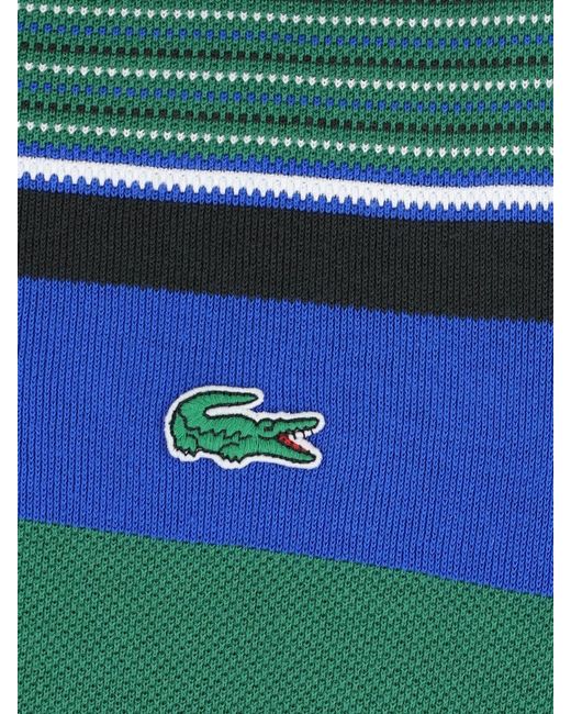Lacoste Green Piqué Cotton Bold Stripe Polo for men