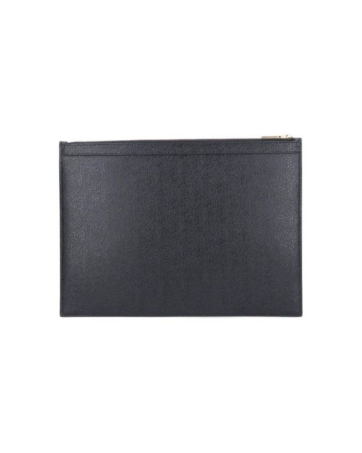 Thom Browne Black Tricolour Clutch Bag for men