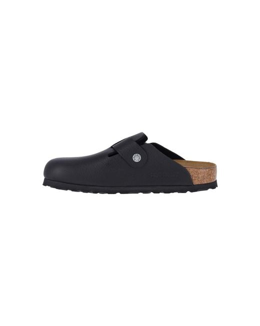 Birkenstock Blue Slip-On Mules With Rounded Toe And Metal Buckle Detail for men