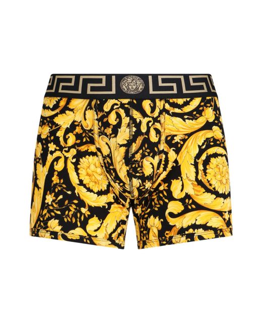 Versace Yellow "barocco" Long Boxer Shorts for men