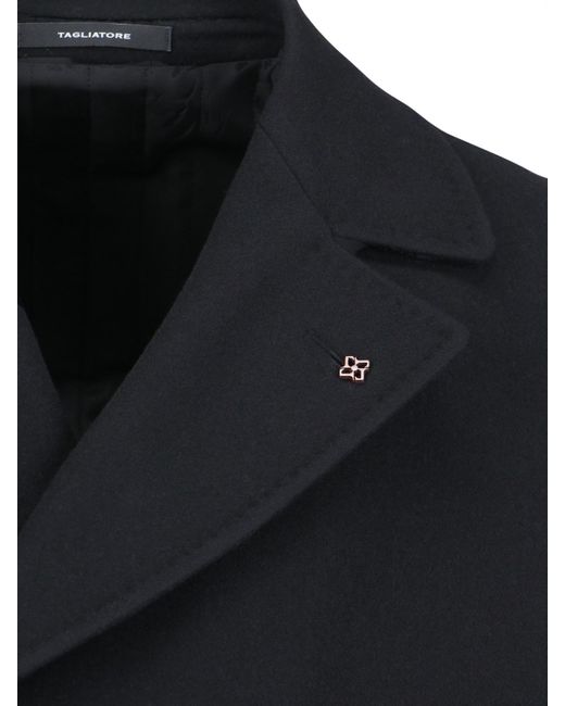 Tagliatore Black Double-breasted Coat for men