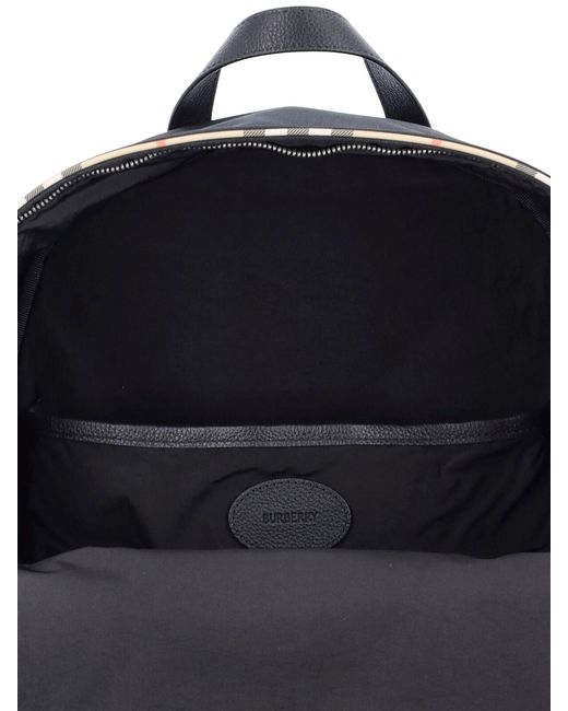 Burberry Blue Backpack With Check Finishes for men