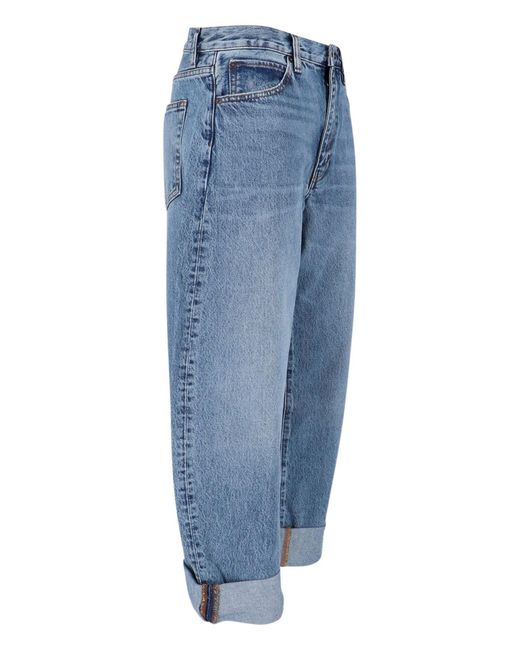 FRAME Blue Straight-Leg Design With Mid-Rise Waist And Finish