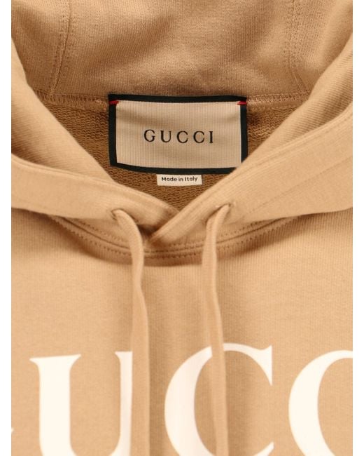 Felpa Cappuccio Logo di Gucci in Natural da Uomo