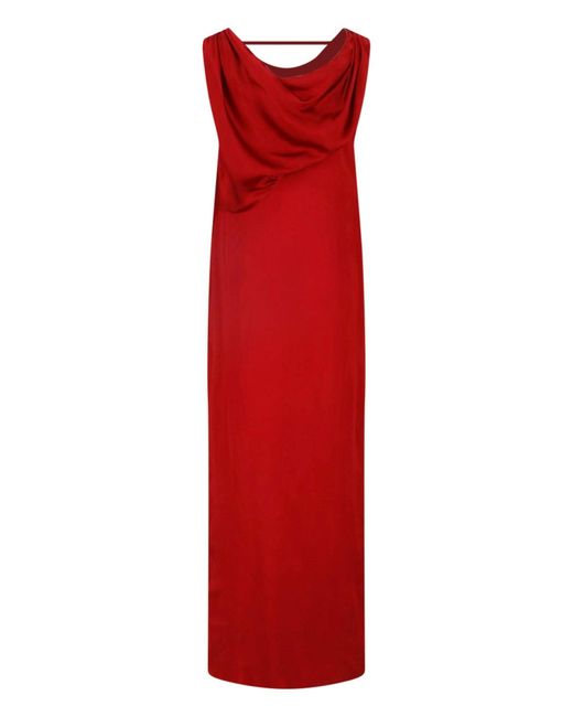 Maison Margiela Red Draped Maxi Dress