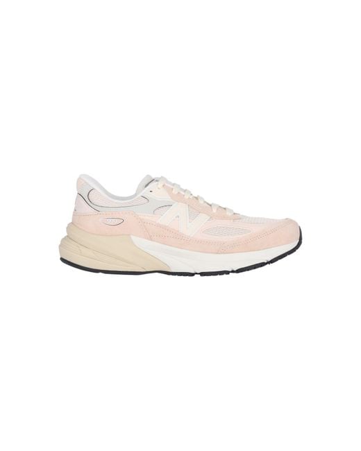 New Balance White Pigskin & Mesh Sneakers