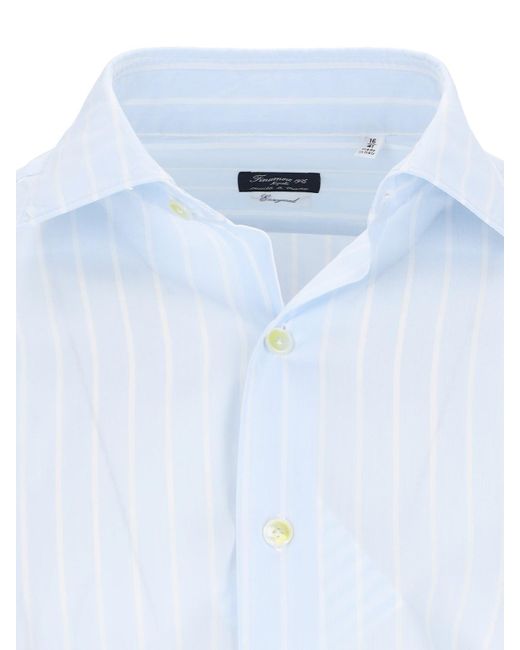 Finamore 1925 Blue 'milano' Classic Shirt for men
