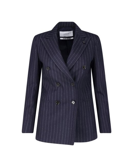Lardini Blue Double-Breasted Wool Blazer