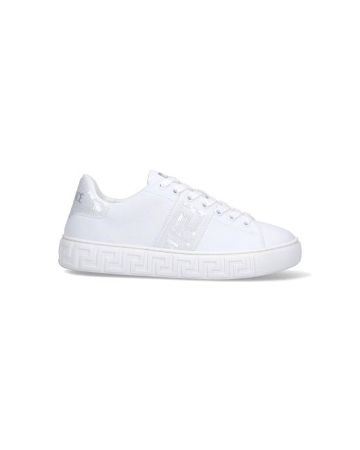 Sneakers Greca Con Paillettes di Versace in White