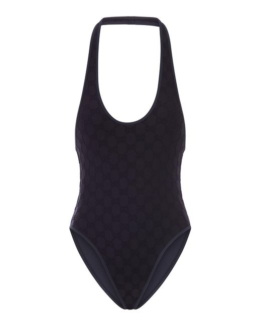 Gucci Blue Gg Stretch Jersey Swimsuit