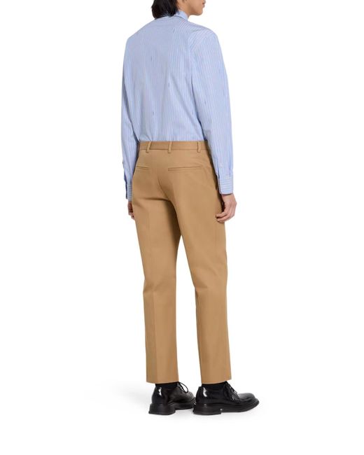 Gucci Blue Striped Cotton Poplin Shirt With Logo for men
