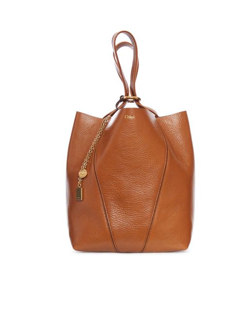 Chloé Brown Chloé Spin Small Tote Bag