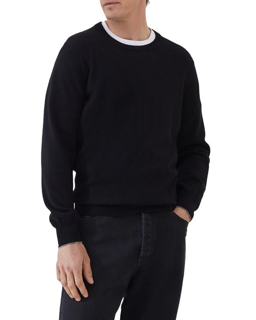 Brunello Cucinelli Blue Essential Crew Neck Cashmere Sweater for men