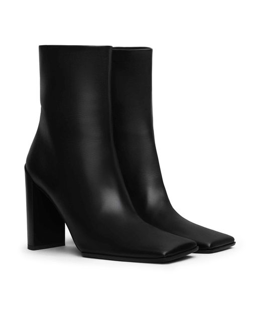 Alaïa Black Square Leather Ankle Boots