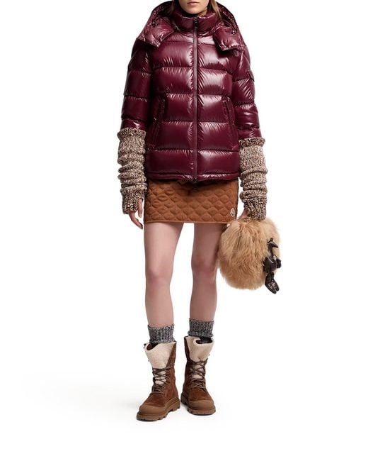 Moncler Red Maire Short Down Jacket With Hood