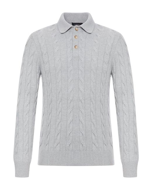 Nome G Gray Polo Shirt With Woven Pattern for men