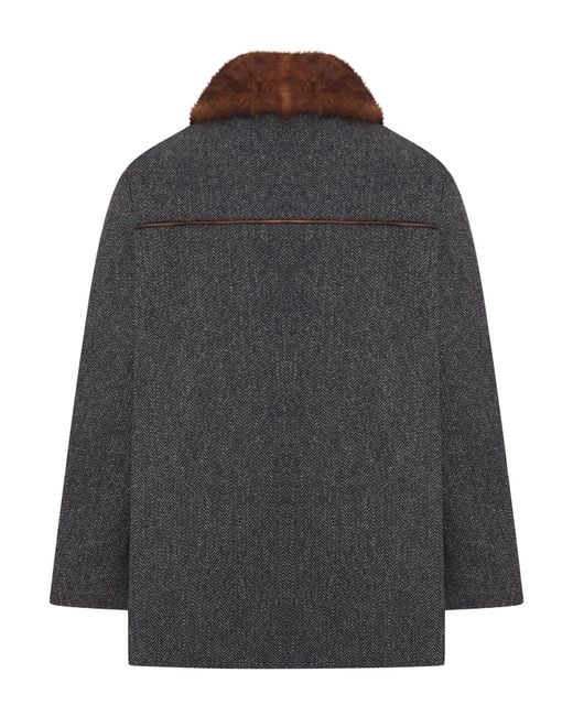 Prada Gray Chevron Wool Coat