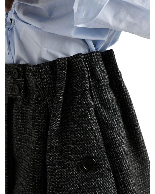 Prada Gray Vichy Pattern Mouliné Wool Mini Skirt