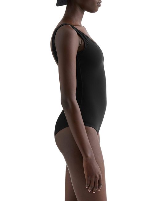Jil Sander Blue Logo Printed One-Piece Swimsuit