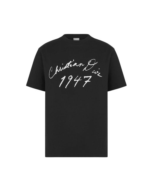 Dior Black Relaxed Fit T-shirt With Handwritten Signature for men