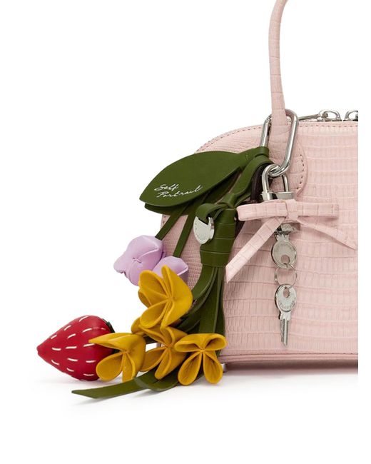 Self-Portrait Pink Mini Leather Bag With Pendant