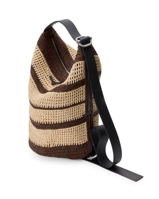 Loewe White Medium Raffia Loop Bucket for men