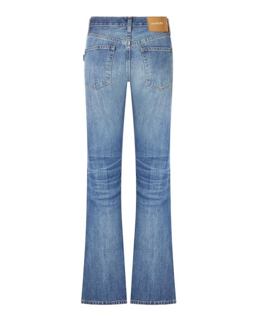 Haikure Blue Medium Wash Denim Flare Jeans