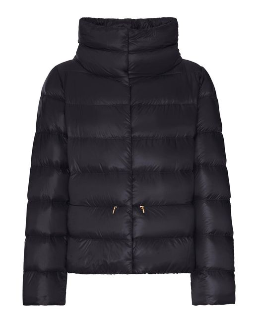 Herno Blue Padded Down Jacket With A Wrap-Around Collar
